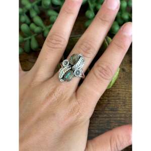 Southwest Handmade Royston Turquoise Sterling <b>Silver</b> <b>Ring</b> Size 9.25 Dainty Fine Jewelry - Product Image 2