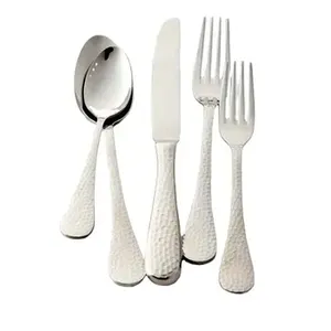 Nouveau design de luxe couverts en acier inoxydable martelés ensemble de couverts ustensiles cuillères fourchette couteau idéal pour la salle à manger - Product Image 1