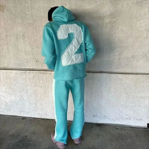 Conjuntos Deportivos de Moda Urbana Personalizados para Hombre 2024, Chándales con Bordado de Retazos Desgastados para Hombre y Mujer - Product Image 3