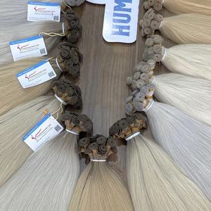 Cabello de trama atado a mano al por mayor de alta calidad con extensiones de cabello humano vietnamita lleno de colores listas para enviar - Product Image 3