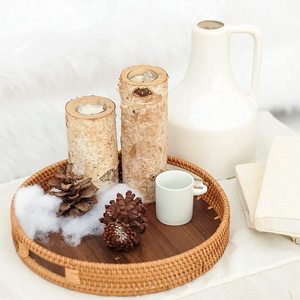 Plateau de service en rotin fait main Adiba Table basse en bois naturel/pouf/plateau de vanité taille personnalisée décor à la maison plateaux de service uniques - Product Image 4