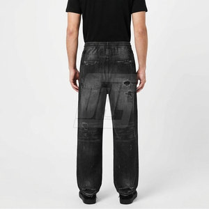 Pantalon décontracté déchiré pour homme avec cordon de serrage, en coton délavé, coupe décontractée, style streetwear, pour le quotidien - Product Image 4
