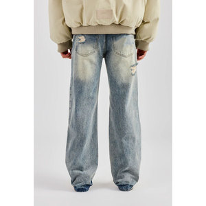 OEM Denim Baggy <b>Jeans</b> for <b>Men</b> Relaxed Fit Straight Leg Casual Loose Distressed Denim Comfortable Pants - Product Image 2
