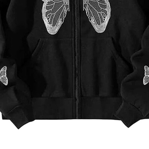 Sudadera con Capucha y Cremallera Personalizada al por Mayor con Logotipo de Letras, Ropa Urbana Básica, Mezcla de Algodón con Pedrería, Invierno, Secado Rápido, Transpirable, Personalizada para Hombre - Product Image 4