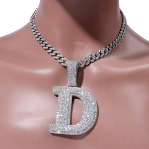 Personnaliser deux tons grand numéro nom pendentif à breloque, collier personnalisé glacé, cadeau pour lui, personnalisé Hip Hop anniversaire bijoux - Product Image 1