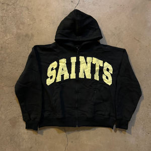 Lettre personnalisée 100% coton surdimensionné en détresse Patch broderie pierre lavage à l'acide fermeture éclair culture bouffée impression appliques hommes sweats à capuche - Product Image 1