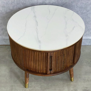 Sliding Door Round Ash Wood <b>Sofa</b> <b>Table</b> with Ash Wood Top Living Room Furniture-TT68259 - Product Image 5