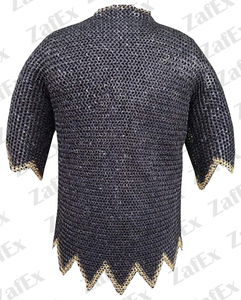 Handmade Zig Zag Chainmail Hauberk Mild Steel <b>Shirt</b> Half Sleeves Antique Modern Fashion <b>Medieval</b> Fair Reenactment Costume - Product Image 2