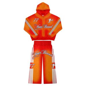 Ensemble de survêtement tendance personnalisé de haute qualité avec poche latérale à capuche zippée et effet de décoloration solaire Stone Sérigraphie de haute qualité - Product Image 1