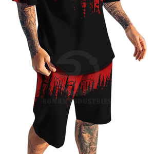Ropa de verano para hombre, moda 2025, manga corta, retazos, logotipo personalizado, trajes para correr para hombre, conjunto de camisa y pantalón corto para hombre - Product Image 5