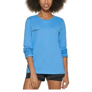 T-shirt a maniche lunghe da donna per esterni, blu, in jersey di cotone traspirante, taglia M XXS XS One Size, con fiocco e personaggio animato a forma di diamante - Product Image 1