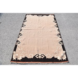 Alfombra de lana turca Vintage negra Beige clásica 4m X 7,1 pies nueva sala de estar patrón de retazos rectangulares con respaldo de látex - Product Image 1