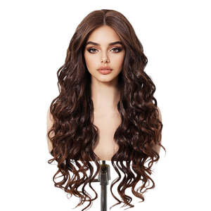 Becky-DWY Long-Length Curly Synthetic <b>Wig</b> Chesnut <b>Brown</b> Lace Front with Transparent Lace Glueless Design - Product Image 3