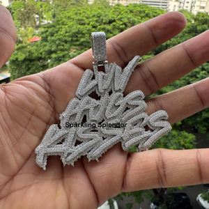 Colgante Personalizado de Plata 925 con Letras de Hiphop para Hombre, Cadena de Eslabones Cubanos con Diamante de Moissanita, Colgantes de Moda - Product Image 1