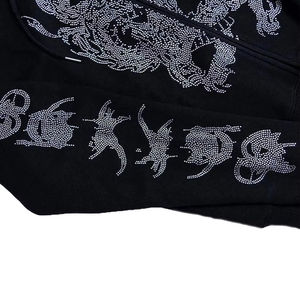 Sweat à capuche pour homme, coupe classique, en molleton 100% coton épais, hiver, décontracté, fermeture éclair intégrale, strass, service OEM, doublé, lavé, sur mesure 2026 - Product Image 6