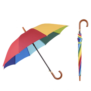 Parapluie de <span class=keywords><strong>voyage</strong></span> de golf résistant aux UV de couleur arc-en-ciel avec tissu pongé et design à tige droite - Product Image 2