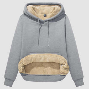 D & M personalizado 100% algodón Sudadera con capucha color sólido de gran tamaño unisex sudaderas con capucha 2 piezas conjunto invierno tracusuits para mujer - Product Image 6