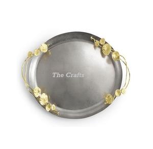 Plateau de service en aluminium couleur argent pour servir des collations, des desserts, plateau de service de qualité supérieure pour le thé et le café avec une qualité de luxe - Product Image 1