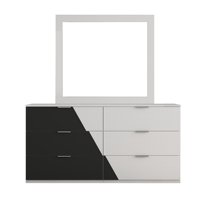 Ensemble de meubles de chambre à coucher en bois d'ingénierie moderne blanc et noir avec lit led king size