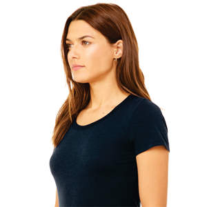 T-Shirt manches courtes femme 50% Polyester 25% Airlume en coton peigné et anneau 25% rayonne 40 simple 3.8 oz uni bleu marine Triblend - Product Image 6