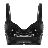Vente en gros de soutien-gorge en cuir verni sexy de grande taille pour femmes de couleur unie personnalisée robe de nuit courte décoration en dentelle logo respirant à l'avant
