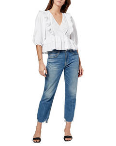 Última moda en blusas cortas para mujer, diseño con volantes, cuello en V, para fiesta, informal, vestido casual. - Product Image 2