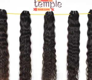 Fabrique de cheveux naturels vierges de temple indien 100%, couleur naturelle, extensions de cheveux humains bon marché à cuticule alignée pour femmes noires - Product Image 2