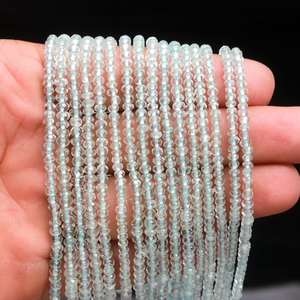 Natural 3mm <b>Aquamarine</b> Faceted Rondelle Beads For Jewelry Making Wholesale <b>Aquamarine</b> Gemstone Rondelle Beads Strands Bulk 13" - Product Image 5
