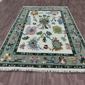 Prêt à expédier 5x8 pieds. Tapis en stock tapis persan fait à la main Beige rose noué à la main de haute qualité laine coton tissé tapis tapis - Product Image 1