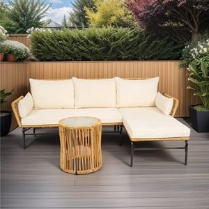 2024 Premium modulaire moderne 5 places PE rotin salon coin ensemble galvanisé poudre manteau acier Villas appartements - Product Image 1