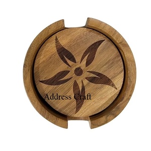 Sous-verres en bois de forme ronde pour tasses à thé Tapis et tampons de table Sous-verres en bois naturel pour boissons Sous-verres résistants à la chaleur - Product Image 4