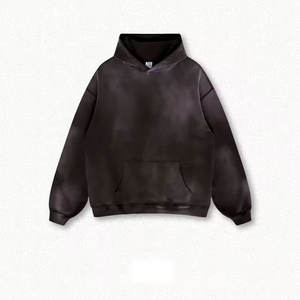 Sudadera con capucha lavada de ropa de calle personalizada sin cuerdas, sudaderas de felpa francesa de gran tamaño, Sudadera con capucha desgastada Vintage para hombre - Product Image 3