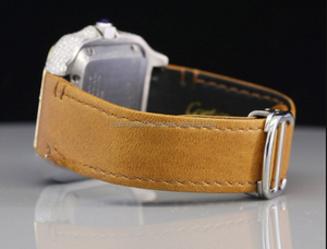 Cadran carré haut de gamme avec lunette en diamant et cadran uniquement VVS Quality Lab Grown CVD watch avec ceinture en cuir tendance montre classique - Product Image 3