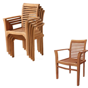 Patio Jardín Madera de teca Indonesia Sillas apilables Muebles de exterior - Product Image 2