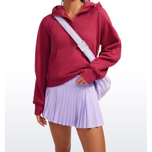 เสื้อฮู้ดซิปครึ่งหน้าทันสมัยมีฮู้ดแฟชั่นเสื้อฮู้ดครึ่งซิปสำหรับผู้หญิงโอเวอร์ไซส์ - Product Image 2