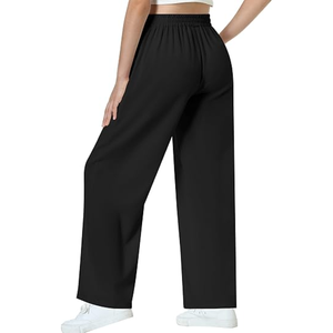 Women's Customized Eco-Friendly Canvas Winter Flat Front <b>Drawstring</b> Casual High Waist Jogger <b>Trouser</b> with Pocket Design - Product Image 5
