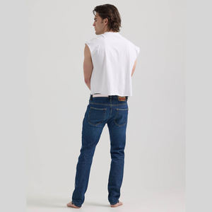 Jeans en denim pour homme FIT FORNESS INTERNATIONAL, respirant, léger, taille mi-haute, coupe droite, jambe large, grande taille, coupe ample, délavage clair effet monkey wash - Product Image 6