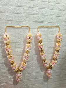 Par de Guirnaldas Florales de Peonías Hechas a Mano de Lujo, 30 Pulgadas, 2 Colores, Jaimala Varmala con Cuentas Gota para Novios - Product Image 4