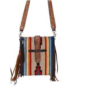 Bolsa de manta de sillín bohemio occidental para mujer, bolso de mano Vintage, correa de cuero mecanizada a mano, lona para uso diario, moda de Rodeo - Product Image 1