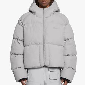 Nuevas chaquetas acolchadas negras para hombre con cuello levantado, ropa informal suelta con capucha, cremallera completa, lona de algodón de invierno - Product Image 5