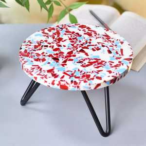 Bandeja de exhibición de pasteles con incrustaciones de resina de estilo Chic Ins, soporte de Metal Premium para postres para bodas, cumpleaños y decoración del hogar - Product Image 5