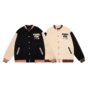 Custom High Quality Coated Canvas Collarless Varsity Windproof Men's <b>Jacket</b> with Star Patch Embroidery <b>Smart</b> Casual Style - Product Image 1