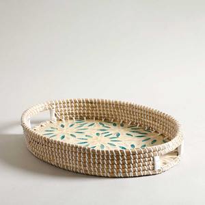 ถาดเก็บของทำมือจากหญ้าทะเล ถาดตกแต่งจากหญ้าทะเล ภาชนะสานจากฟาง สำหรับห้องครัวและห้องนอน - Product Image 1