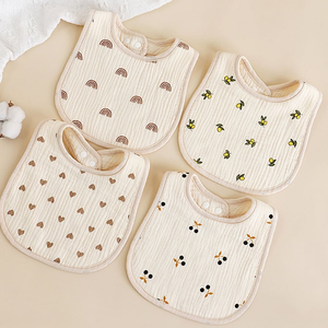 Baberos de Silicona Impermeables Personalizados OEM, Baberos de Alimentación Suaves y Absorbentes de Poliéster/Algodón Ecológicos con Impresión de Logotipo Personalizado - Product Image 1