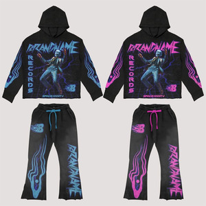 Survêtement de jogging 100% coton coupe ajustée pour homme Survêtements à fermeture éclair imprimés de qualité supérieure en noir uni Offre Spéciale grande taille pour l'hiver - Product Image 5