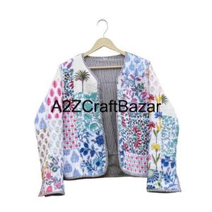 Chaquetas Reversibles Acolchadas Suaves 100% Algodón para Mujer, Estilo Formal, Todas las Temporadas, Manga Larga, Estampados Variados - Product Image 5
