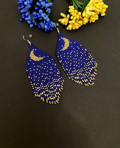 Moon night beaded earrings Beaded earrings Drop earrings Boho earrings <b>Fringe</b> earrings Night <b>bead</b> earrings - Product Image 1