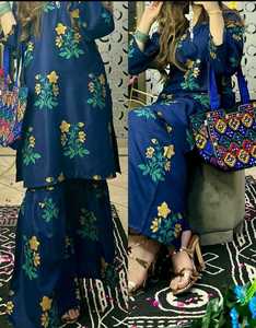 Camisa confeccionada para mujer de alta calidad con estampado de bloques Shararas ropa informal para mujer ropa Lenin trajes Lenin confeccionados paquistaníes - Product Image 2