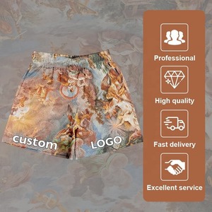 Men's <b>Custom</b> Logo Double Layer Polyester Fitness Shorts Quick Drying Summer Oil <b>Painting</b> Solid Pattern High Quality Mesh Shorts - Product Image 5