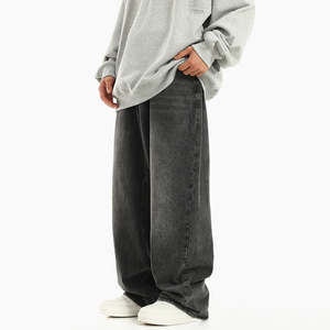 Jean baggy streetwear délavé et déchiré, nouveau style, coupe empilée, jean décontracté à jambe large pour homme, pantalon en denim ample - Product Image 3